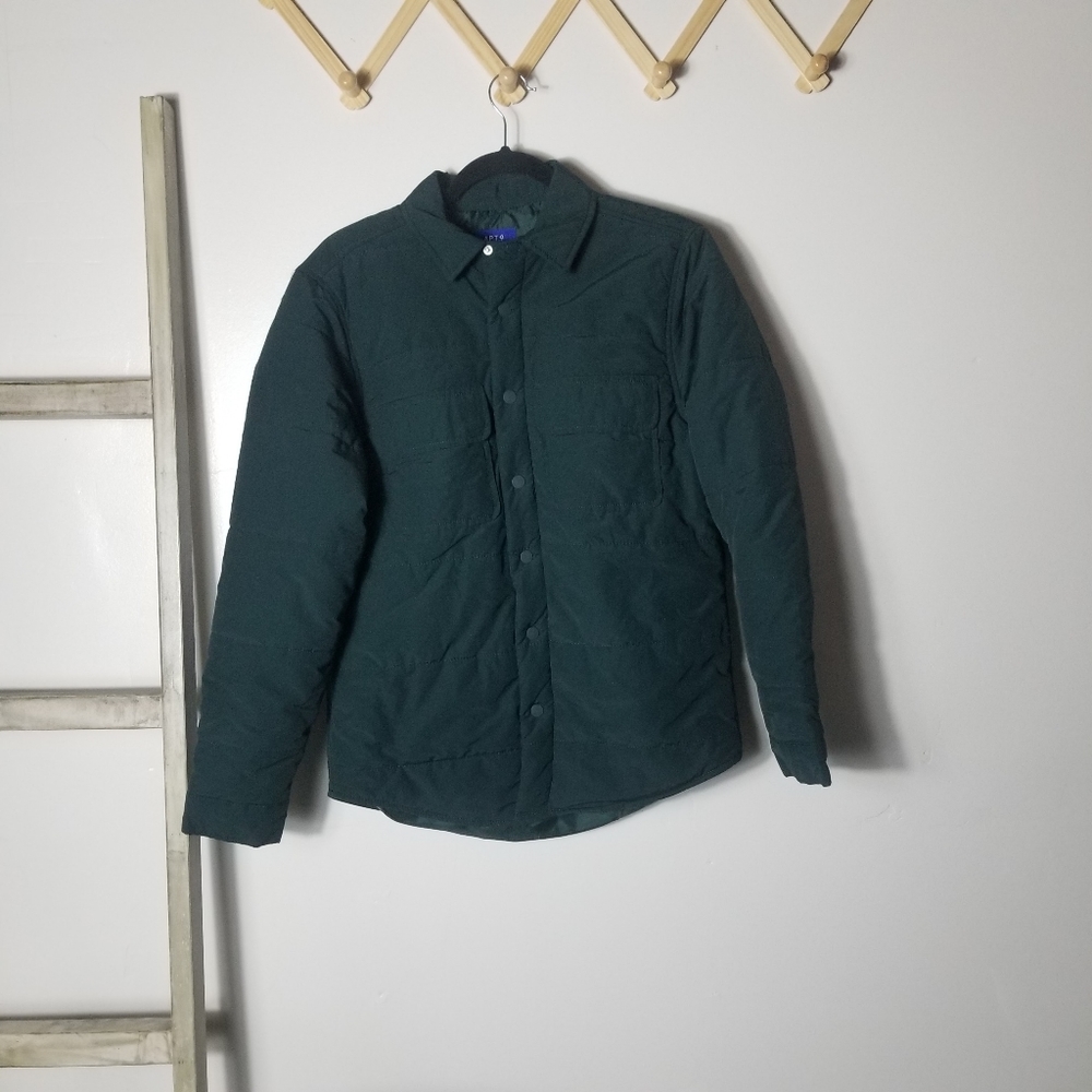 APT 9 DARK GREEN QUILTED PUFFER SHACKET SIZE SMALL